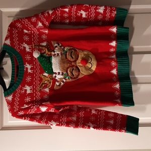 Kids Reindeer scoop neck sweater  Large
